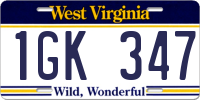 WV license plate 1GK347
