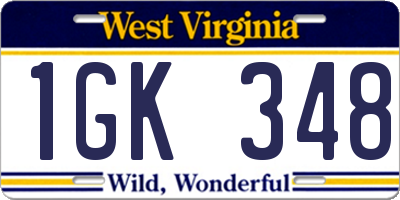 WV license plate 1GK348