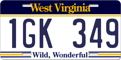 WV license plate 1GK349