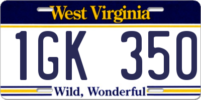 WV license plate 1GK350