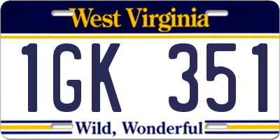 WV license plate 1GK351