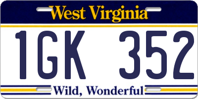 WV license plate 1GK352