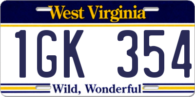 WV license plate 1GK354