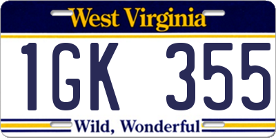 WV license plate 1GK355