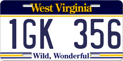 WV license plate 1GK356