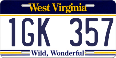 WV license plate 1GK357