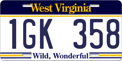 WV license plate 1GK358