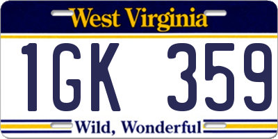WV license plate 1GK359