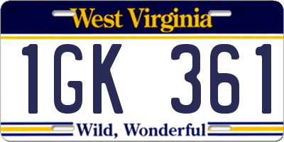 WV license plate 1GK361