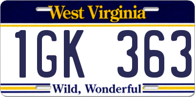 WV license plate 1GK363