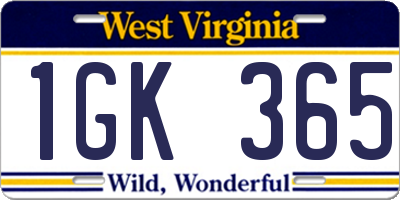 WV license plate 1GK365