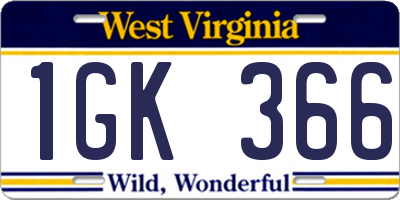WV license plate 1GK366