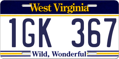 WV license plate 1GK367