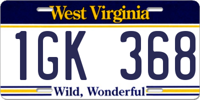 WV license plate 1GK368