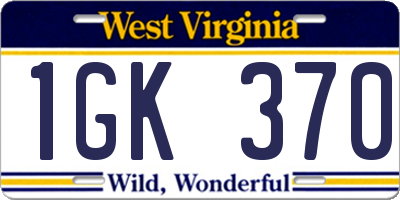 WV license plate 1GK370