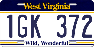 WV license plate 1GK372