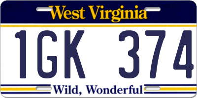 WV license plate 1GK374