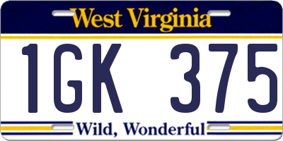 WV license plate 1GK375