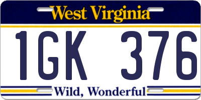 WV license plate 1GK376