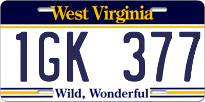 WV license plate 1GK377