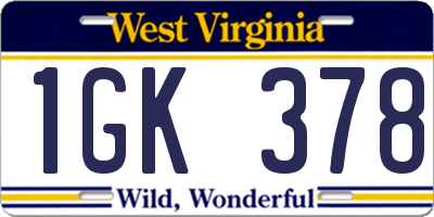 WV license plate 1GK378