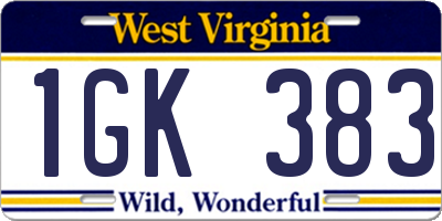 WV license plate 1GK383