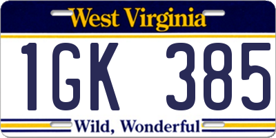WV license plate 1GK385