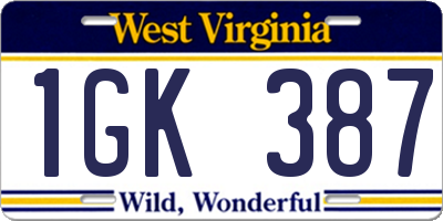 WV license plate 1GK387