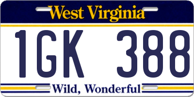 WV license plate 1GK388