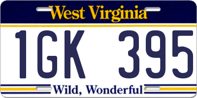 WV license plate 1GK395