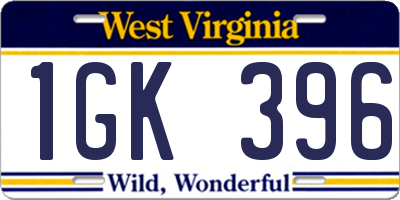 WV license plate 1GK396