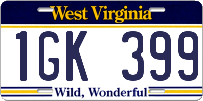 WV license plate 1GK399