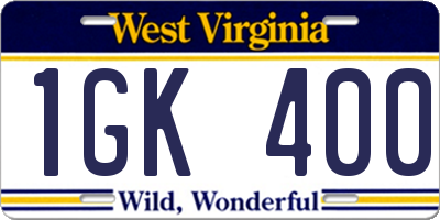 WV license plate 1GK400