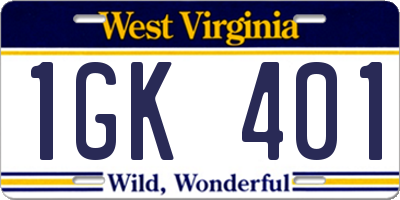 WV license plate 1GK401