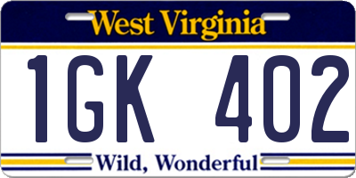 WV license plate 1GK402