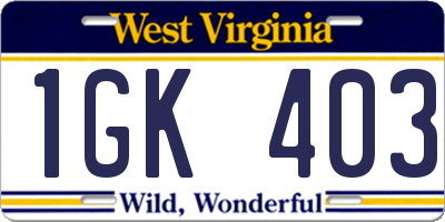 WV license plate 1GK403