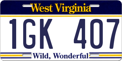WV license plate 1GK407