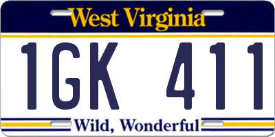 WV license plate 1GK411