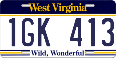 WV license plate 1GK413