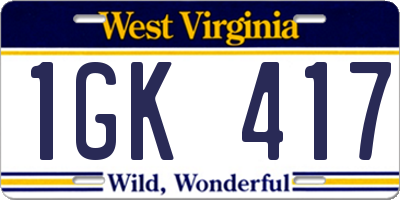 WV license plate 1GK417