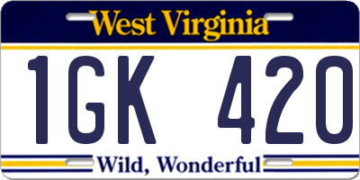 WV license plate 1GK420