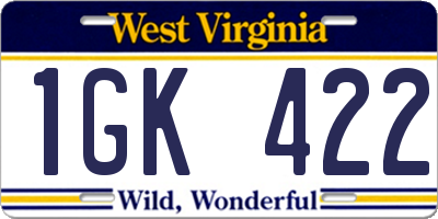 WV license plate 1GK422