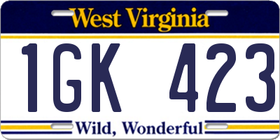 WV license plate 1GK423