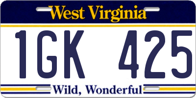 WV license plate 1GK425