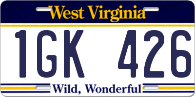 WV license plate 1GK426