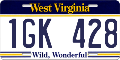 WV license plate 1GK428