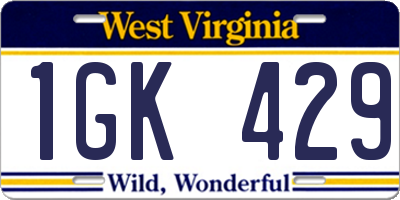 WV license plate 1GK429