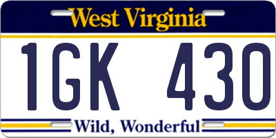 WV license plate 1GK430