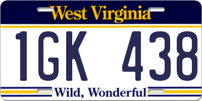 WV license plate 1GK438