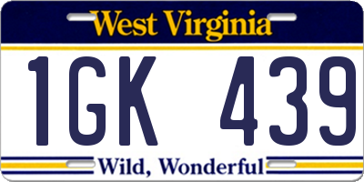 WV license plate 1GK439